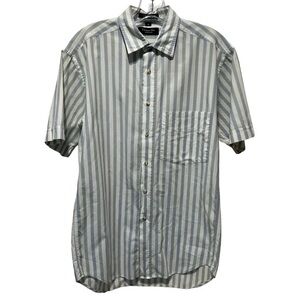 Christian Dior Mens Vintage Stripped Lightweight Button Down Short Sleeve Shirt